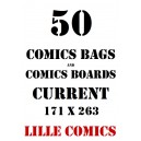 CURRENT 50 COMICS BAGS AND 50 COMICS BOARDS.