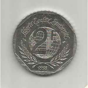 2 FRANCS 1998. RENÉ CASSIN. LILLE COLLECTIONS.
