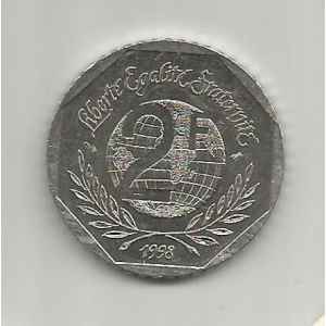 2 FRANCS 1998. RENÉ CASSIN. LILLE COLLECTIONS.